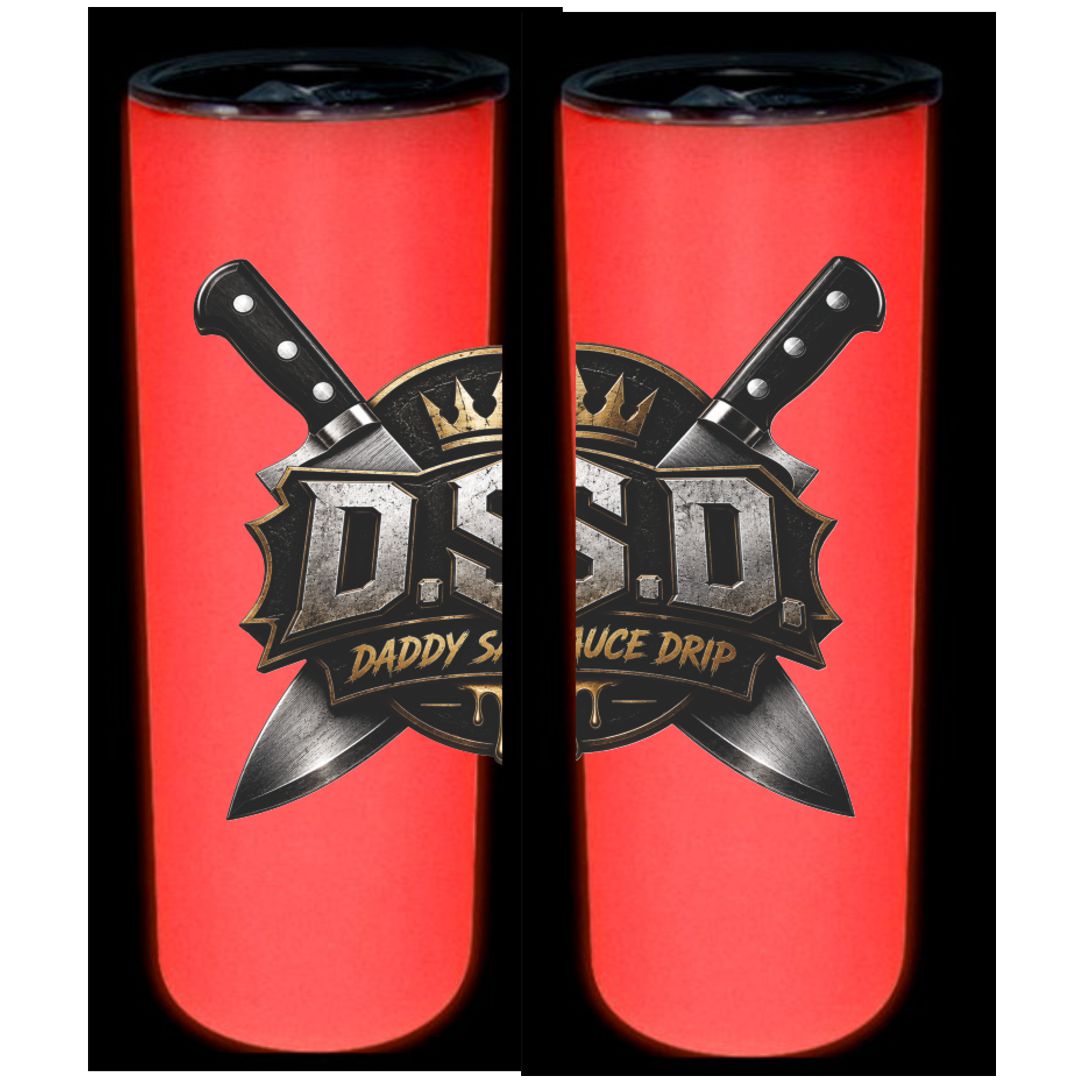 White to Red Glow In The Dark Daddy Sauce Drip 20oz Tumbler