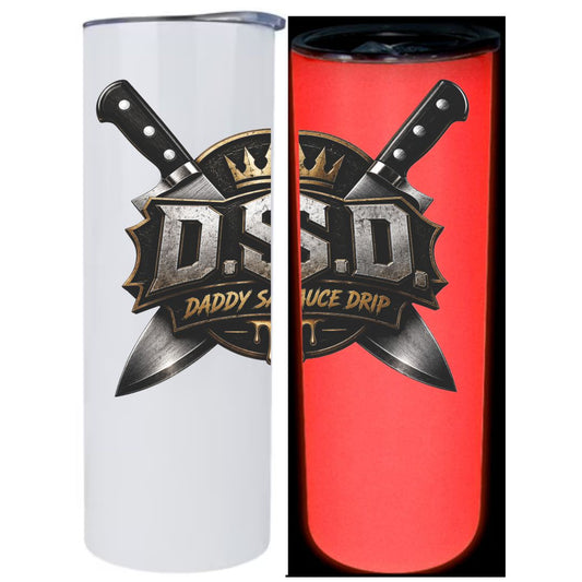 White to Red Glow In The Dark Daddy Sauce Drip 20oz Tumbler